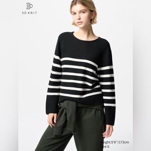 Uniqlo 3D Knit Cotton Sweater | Striped